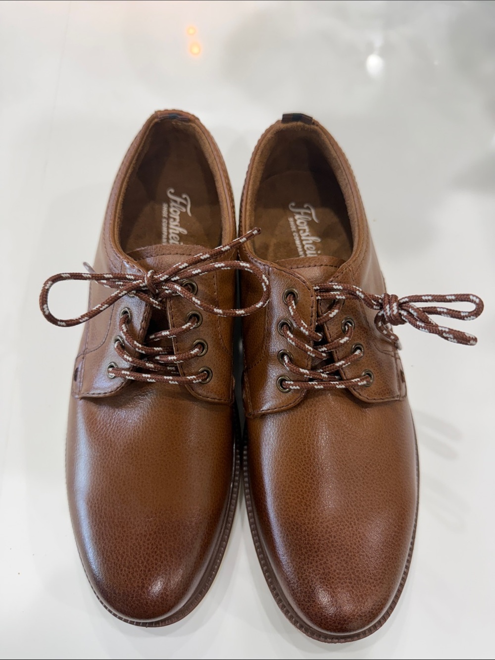 Florsheim Boys Brown Leather Lace-Up Dress Shoes Size 4 Like New